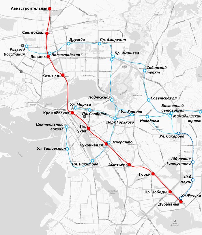 Но самый главный генеральный план схемы всех веток метро города Казани представлена здесь.